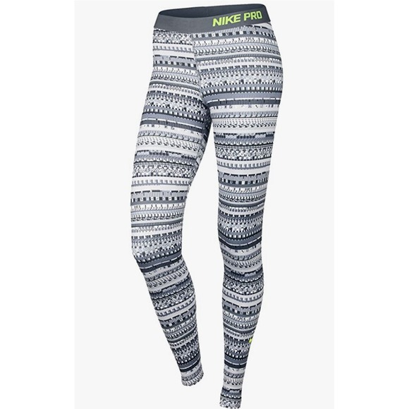 Nike Pro Warm Athletic Leggings Womens Size Medium 683717 Ski Nordic Gray Fleece - Picture 1 of 6